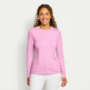 Women's Perfect True Crewneck Long-Sleeved T-Shirt Pink Lemonade Heather Size Xs Cotton Orvis