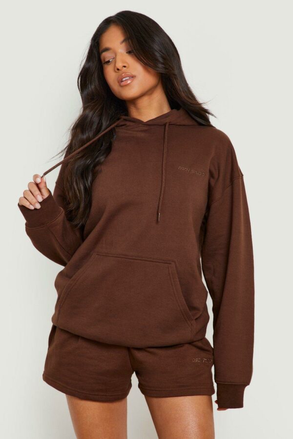 Womens Petite Dsgn Studio Hoody Short Tracksuit - Brown - L, Brown