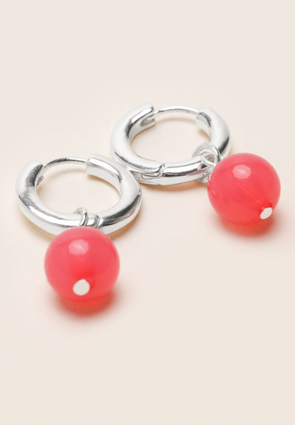 Womens Pink & Silver Huggie Earrings