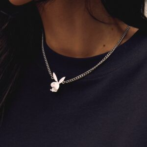 Womens Playboy Bunny Choker Necklace - silver - One Size, Silver