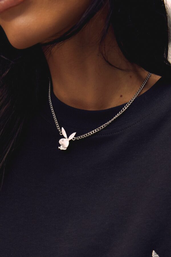 Womens Playboy Bunny Choker Necklace - silver - One Size, Silver