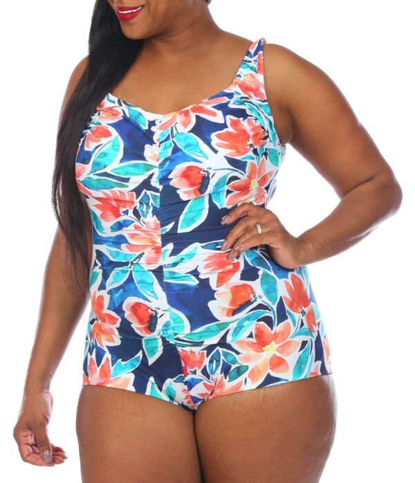 Women's Plus One-Piece Floral Print Swimsuit