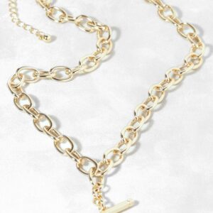 Womens Polished T-Bar Chain Link Necklace - Gold - One Size, Gold