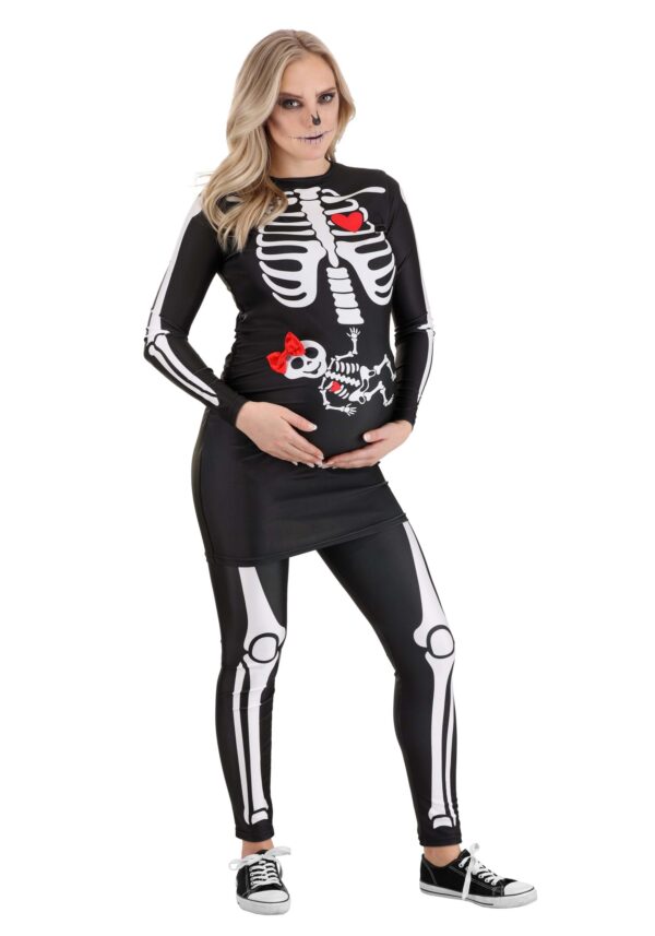 Women's Pregnant Skeleton Maternity Fancy Dress Costume | Made by Us Fancy Dress Costumes