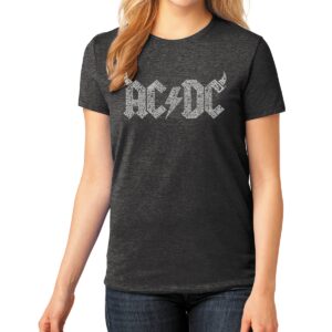 Women's Premium Blend Word Art Acdc Song Titles T-shirt - Black