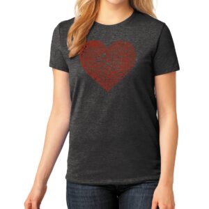 Women's Premium Blend Word Art Country Music Heart T-Shirt - Black