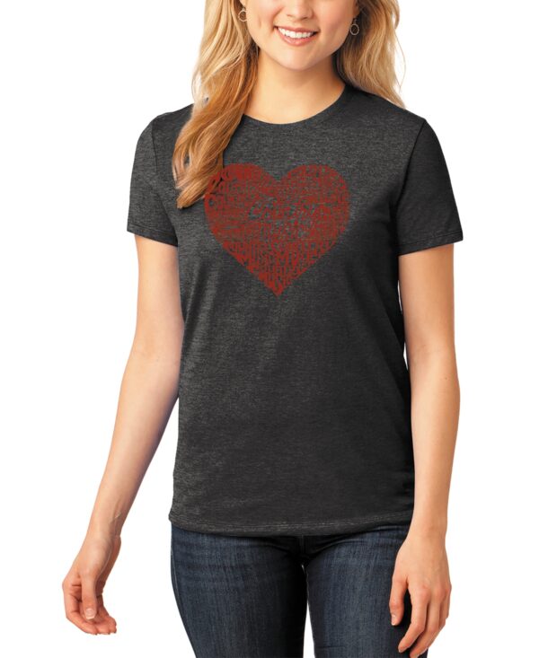 Women's Premium Blend Word Art Country Music Heart T-Shirt - Black