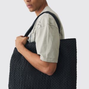 Womens Quilted Tote Bag In Black - One Size, Black