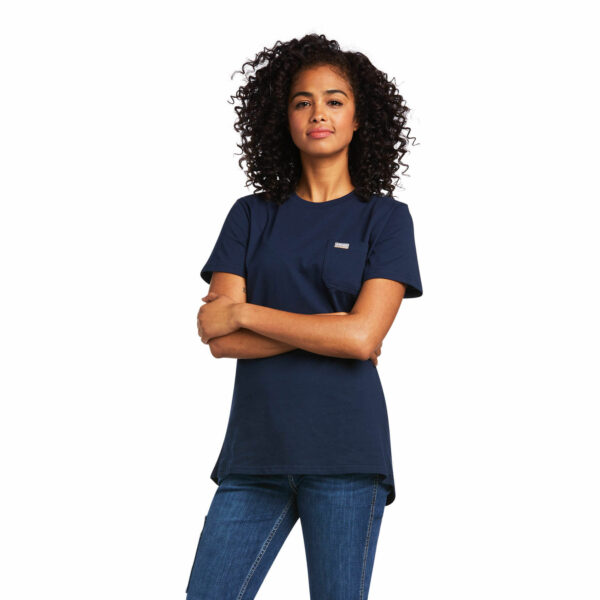 Women's Rebar Cotton Strong T-Shirt in Navy Eclipse, Size X-Large, by Ariat