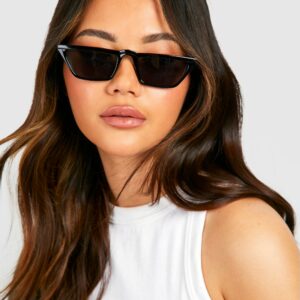 Womens Rectangle Tinted Lens Sunglasses - Black - One Size, Black