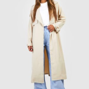 Womens Relaxed Fit Trench Coat - Beige - 14, Beige