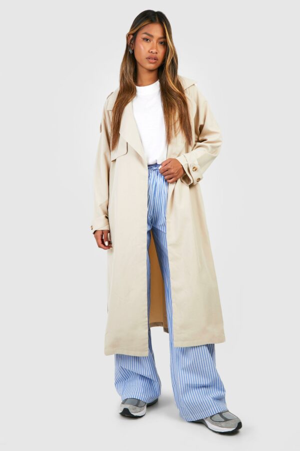 Womens Relaxed Fit Trench Coat - Beige - 14, Beige