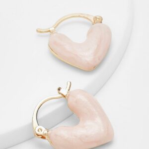 Womens Resin Heart Shaped Earrings - Pink - One Size, Pink