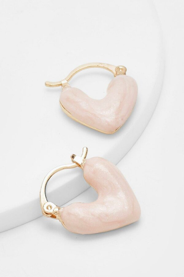 Womens Resin Heart Shaped Earrings - Pink - One Size, Pink