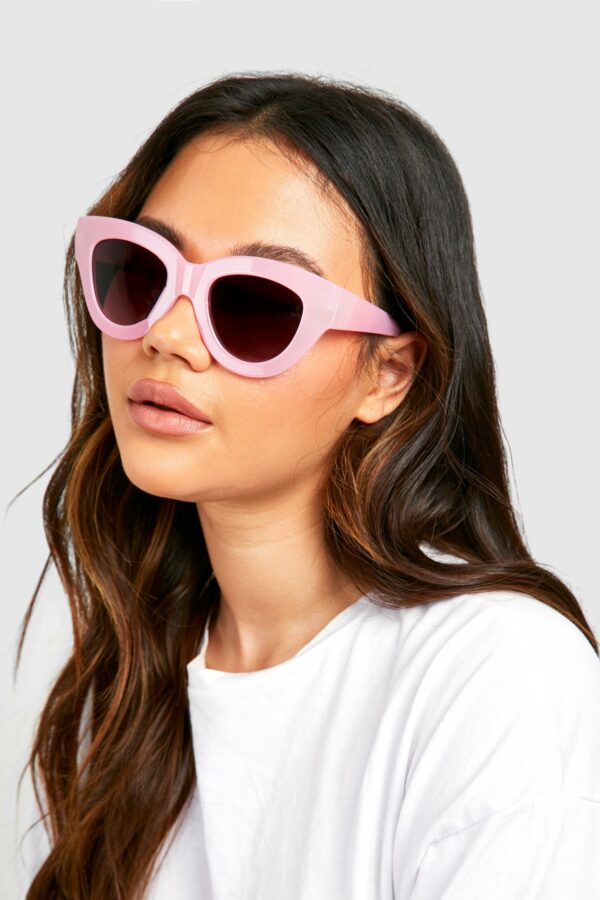 Womens Retro Pink Oversized Cat Eye Sunglasses - One Size