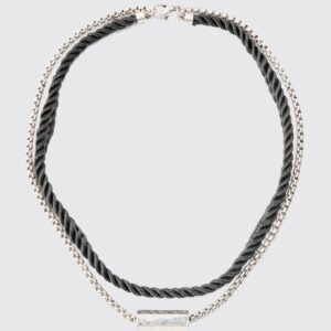 Womens Rope And Chain Multi Layer Necklace - Grey - One Size, Grey