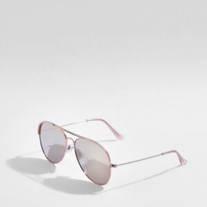 Womens Rose Gold Lens Aviator Sunglasses - Pink - One Size