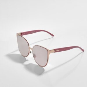 Womens Rose Gold Oversized Retro Sunglasses - Pink - One Size, Pink