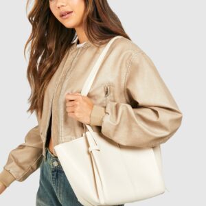 Womens Ruched Detail Tote Bag - White - One Size, White