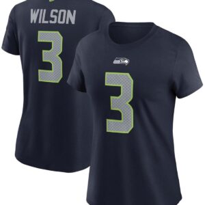 Women's Russell Wilson College Navy Seattle Seahawks Name Number T-shirt - Navy