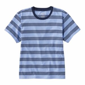 Women's Saturday T-Shirt, Crewneck Short-Sleeve Stripe Cirrus Blue/Classic Navy Medium, Cotton L.L.Bean