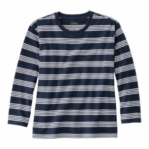 Women's Saturday T-Shirt, Crewneck Three-Quarter-Sleeve Stripe Classic Navy/White 3X, Cotton L.L.Bean