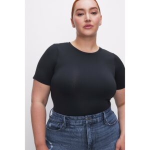 Women's Scuba T-Shirt Bodysuit | Black, Size XS | Good American by Khlo Kardashian