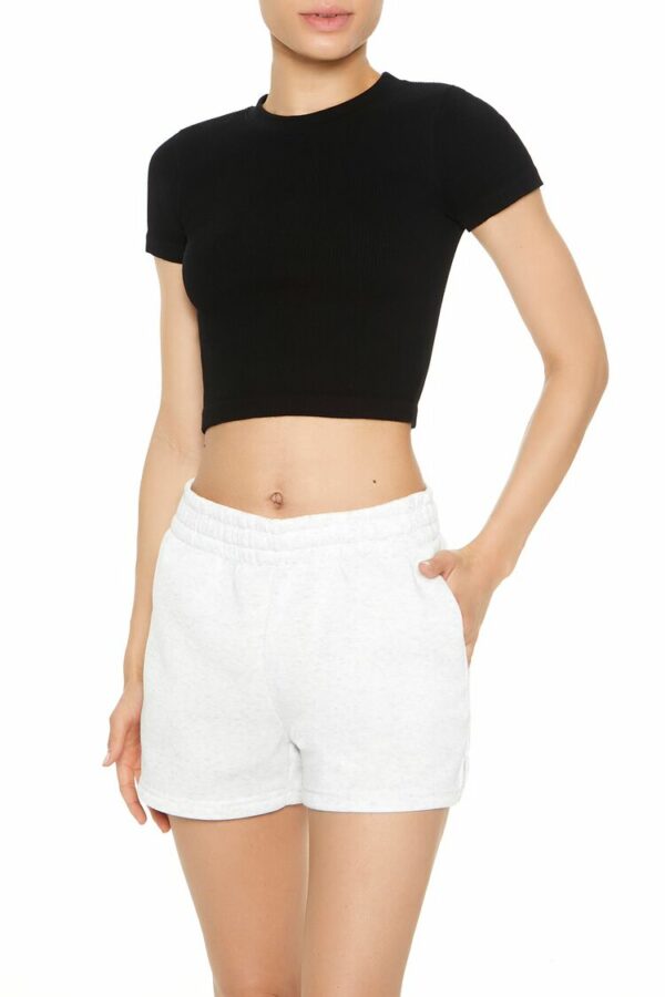 Women's Seamless Cropped T-Shirt in Black Medium