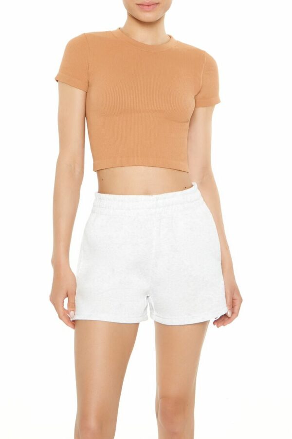 Women's Seamless Cropped T-Shirt in Camel Medium