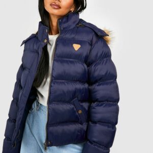 Womens Short Quilted Jacket - Navy - 10, Navy