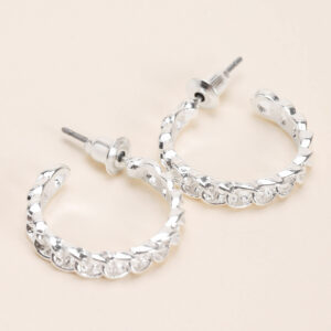 Womens Silver Chain Hoop Earrings