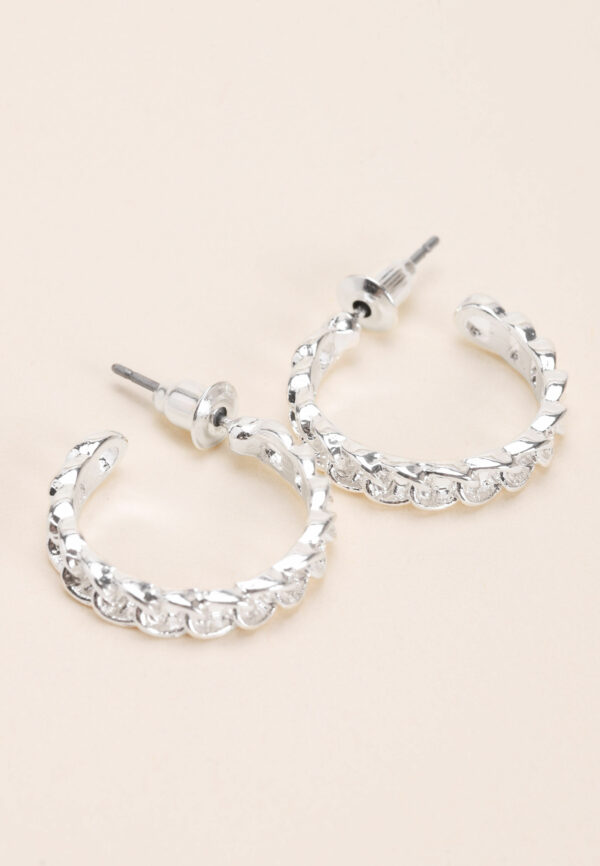 Womens Silver Chain Hoop Earrings