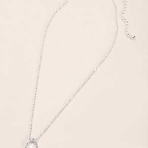 Womens Silver Diamante Teardrop Necklace