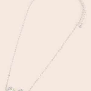 Womens Silver Double Bow Necklace