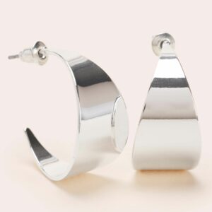 Womens Silver Graduated Hoop Earrings