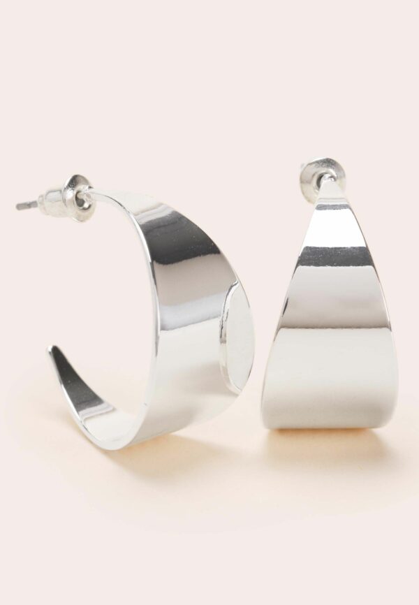 Womens Silver Graduated Hoop Earrings