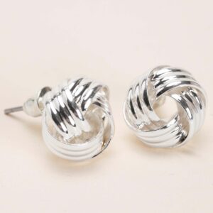 Womens Silver Knot Stud Earrings