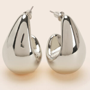 Womens Silver Large Teardrop Earrings