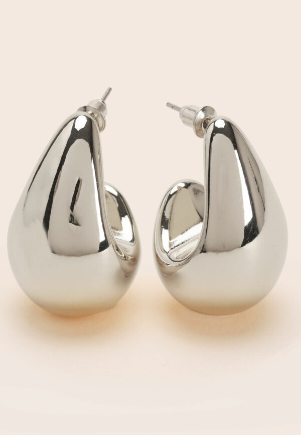 Womens Silver Large Teardrop Earrings