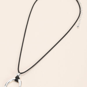 Womens Silver Pendant Cord Necklace