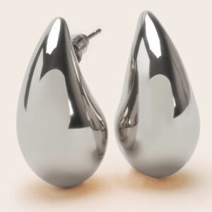 Womens Silver Tear Drop Stud Earrings