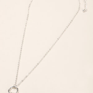 Womens Silver & Pink Long Charm Necklace