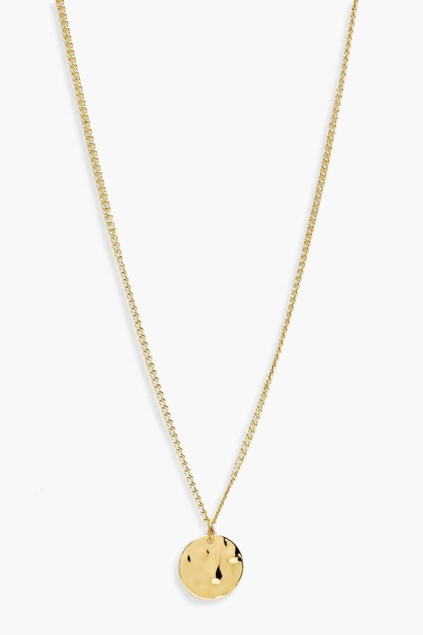 Womens Simple Hammered Coin Necklace - Gold - One Size, Gold