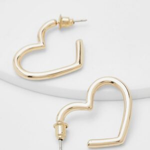 Womens Simple Heart Hoop Earrings - Gold - One Size, Gold