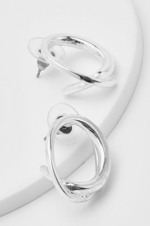 Womens Simple Silver Oval Hoop Earrings - Grey - One Size, Grey