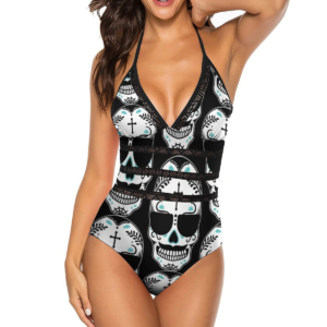 Women's Sleeveless One-piece Swimsuit with Skull / Swimwear Bodysuit with 3D Print