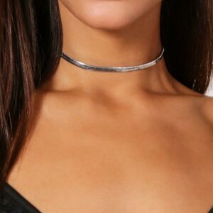 Womens Slinky Metal Choker Necklace - Grey - One Size, Grey