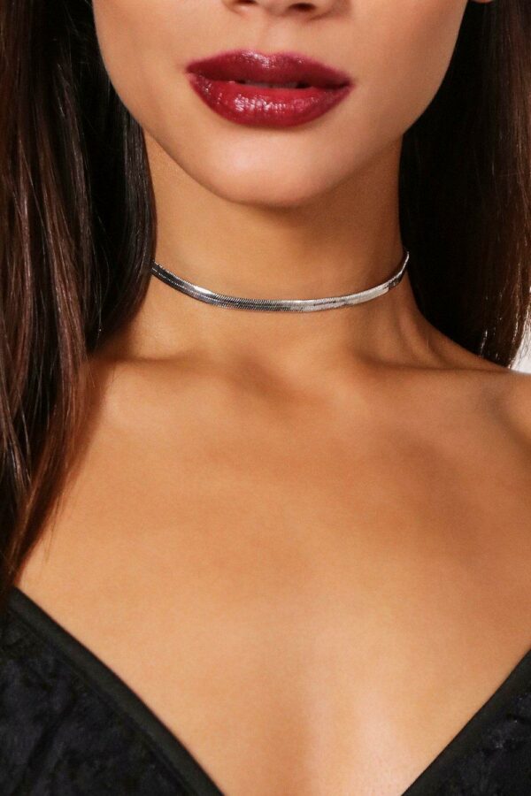 Womens Slinky Metal Choker Necklace - Grey - One Size, Grey