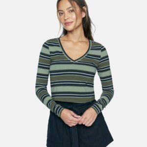 Women's Sophie Fitted T-Shirt in Variegated Stripe, Size Large