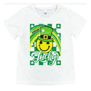 Women's Southern Grace Apparel Feelin Lucky T-Shirt Large White